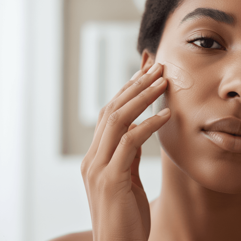 Woman applying LIKE UNNI moisturizer as part of daily skincare routine